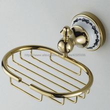 Pratos de sabonete luxuoso dourado latão para parede saboneteira acessórios de banheiro bba253 2024 - compre barato