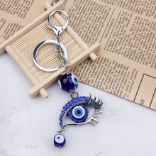 Модный синий брелок со стеклянными бусинами «злой глаз», брелок с кристаллами «Счастливый глаз», кошелек, брелки 2024 - купить недорого