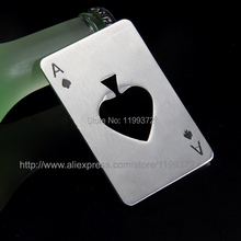 DHL Free Shipping 50pcs Stainless Steel Playing Poker Card Ace Heart Shaped Soda Beer Red Wine Cap Can Bottle Opener Bar Tool 2024 - buy cheap