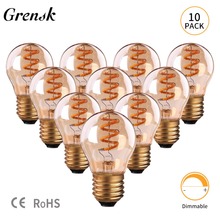 Grensk  Led E27 Glass Spiral G45 Globe Filament Light Bulbs Antique Edison Bulb 3W Amber Light Bulbs Dimmable Lamp 2200K E26 Led 2024 - buy cheap