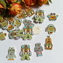 Botões decorativos para scrapbooking robô estilo misto aleatório, botões de madeira para artesanato diy com 100 peças 2024 - compre barato