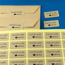 100 unids/lote de etiquetas adhesivas para hornear, productos de papel Kraft, autoadhesivo, hecho a mano con amor 2024 - compra barato