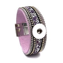 Interchangeable Magnent 294 Rhinestones Leather Bagnle Fit 18mm Snap Button Jewelry Charm Bracelet For Women Gift 2024 - buy cheap