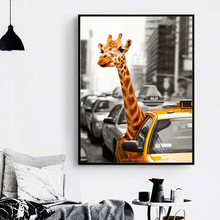 New York Giraffe Taxi London Vintage Wall Art Canvas Painting Landscape Nordic Posters And Prints Wall Pictures For Living Room 2024 - buy cheap