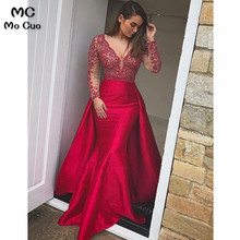 Hot Pink 2018 Mermaid Off Shoulder Evening Dresses with Beaded Hard Satin Long Sleeve Formal Evening Party Dress for Women 2024 - buy cheap