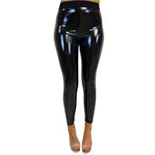 Женские леггинсы с высокой талией, стрейчевые, блестящие, мокрый вид, черные штаны из искусственной кожи, облегающие брюки для тренировок, женские обтягивающие леггинсы, Леггинсы #38 2024 - купить недорого