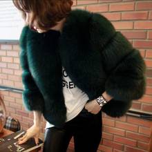 Fashion faux fur coat women Fluffy warm long sleeve female outerwear Green autumn winter jacket hairy overcoat 2024 - buy cheap