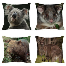 XUNYU Cute kangaroo Linen Pillowcase Home Sofa Square Pillow Cover Animal Pattern Decorative Cushion Cover 45X45cm AC031 2024 - buy cheap