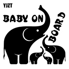 YJZT 16.5X15.7CM Elephant Family Baby Creative Cartoon Car Sticker BABY ON BOARD Warning Decals C25-0277 2024 - buy cheap