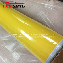 Premium High Glossy Yellow 5D Carbon Fiber Vinyl 5D Carbon Fibre Wrap 5D Carbon Fiber Film Air Free Bubble For Vehicle Motorcyle 2024 - buy cheap