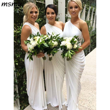 Elegant Mermaid White Bridesmaid Dresse Sleeveless Chiffon Pleat Simple Cheap Long Bridesmaid Dresses Custom Made 2024 - buy cheap