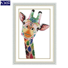 NKF Colorful Giraffe Animal Cross Stitch Set Handmade Craft Needlework Cross-Stitch Embroidery Kit Cross Stitch for Home Decor 2024 - buy cheap