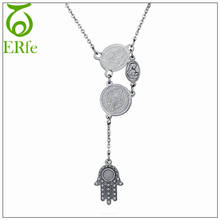 ER Tribal Tiny Hamesh Hand Of Fatima Hamsa Hand Pendant Amulet Necklace Women Ethnic Jesus Christian Jewelry Collier TN004 2024 - buy cheap