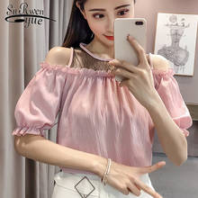 Sexy Hollow Out Chiffon Women Blouse Shirt Fashion 2021 Summer O-neck Women's Tops Blusas Short Sleeve Women's Clothing D654 30 2024 - buy cheap