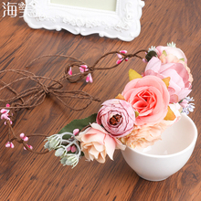 Haimeikang Women Flower Tiara Wedding Floral Headband Hair Accessories Bridal Garland Princess Wreath Girls Crown Headdress Part 2024 - buy cheap