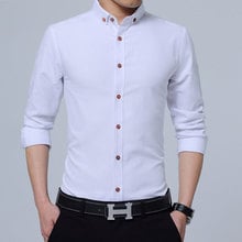 Camisa de manga comprida masculina, camisa design elegante de cor sólida, camisa sem ferro slim fit de negócios, camisas sociais 2024 - compre barato