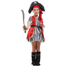 Child Kids Stripe Red Vest Little Pirate Buccaneer Costume for Girls Halloween Purim Carnival Mardi Gras Party Fancy Dress 2024 - buy cheap