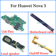 Cabo flex para placa-mãe huawei nova 3, nova3, usb, alto-falante, liga e desliga 2024 - compre barato