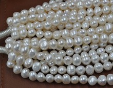Cuentas sueltas de perlas de agua dulce, color blanco, barroco, 8-9mm, 5 hebras, venta al por mayor, envío gratis 2024 - compra barato
