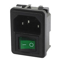 Panel Green DPST Rocker Switch C14 3Pin Male Plug Inlet Power Socket AC 250V 10A 2024 - buy cheap