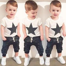 Summer Clothing Set Baby Boys Girls Cotton Short Sleeve Printed T-Shirt+Pants 2PCS 2024 - buy cheap