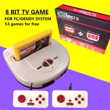 8bit fc dendy Ретро игровая консоль для dendi 53in1 игр с двумя геймпадами эмулятор PAL системы Поддержка желтый игровой картридж 2024 - купить недорого