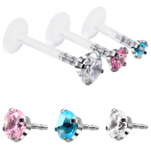 Bioflex-pendientes con gemas de circonia cúbica para mujer, Piercing de cartícula, Piercing, joyería, 1 unidad 2024 - compra barato