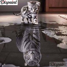 Dispaint-pintura de diamante redondo/cuadrado completa, pintura de diamante artesanal 5D, punto de cruz bordado de "Animal gato Tigre", regalo de decoración del hogar 3D A11223 2024 - compra barato