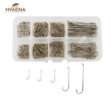 Hyaena 350pcs 79580 High Carbon Steel Fishing Hooks Silver Long Shank Dry Fly Tying Fishing Hook For Jig Set With Box 2024 - buy cheap