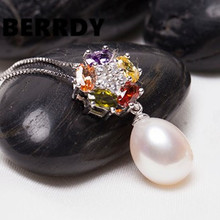 3 color Real Freshwater Natural Pearl Pendant Necklace Chain Fashion Exquisite Colorful Flower Women Accessory 2024 - buy cheap