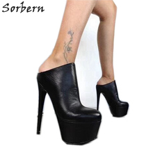 Sorbern Sexy High Heel Mules Women Pump Platform Pointed Toes Slip On Slides Ladies Shoes Size 13 Custom 16Cm Designer Heels 2024 - buy cheap