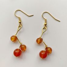 Bariann-Cuentas de piedras de cornalina Natural, Pendientes colgantes de cristal de 6 y 8mm, piedras Rojas, pendientes de Color dorado, gancho de joyería, 1 par 2024 - compra barato