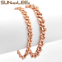 SUNNERLEES Fashion Jewelry Rose Gold Color Bracelet 5mm 7mm Smooth Curb Cuban "8" Link Chain For Mens Womens Gift C20 B 2024 - buy cheap