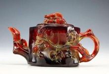 Bule de decoração chinês colecionável oriental, resina, estátua de flor, requintado 2024 - compre barato