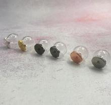 5 unids/lote 20x12mm de vidrio vacío de globo con 6 color base de la Corona conclusiones de burbuja de vidrio DIY colgante de frasco de vidrio redonda botellas de bola 2024 - compra barato