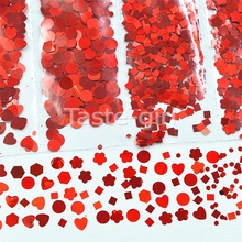 Decorações de unha acrílica vermelha em 6 formatos, decalques, adesivo, lantejoulas de unhas, folha de glitter, manicure, acessórios de beleza, ferramentas #2 2024 - compre barato