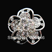 Rhodium Silver Plated Clear Rhinestone Glass Crystal Sparkly Flower Pin Brooch 2024 - buy cheap