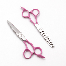 C9122 6" JP 440C Engraving Logo Pink Handle Hairdressing Scissors Cutting Scissors Thinning Shears Willow Leaf Shape Hair Makas 2024 - buy cheap