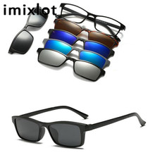 IMIXLOT Clip Mirrored Magnetic Sunglasses Custom Prescription Myopia Polarized Clips Men Clip on Sunglasses 5 Lens 2024 - buy cheap
