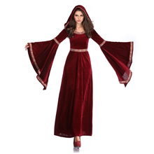 Wine Red Vampire Wizard Witch fancy Dress women kids cosplay costume Medieval Renaissance Evening Party Dresses halloween Gown 2024 - buy cheap