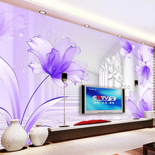 Custom Photo Wallpaper Large 3D Purple Lily Flower Modern Minimalist Living Room Sofa TV Backdrop Non-woven 3D Mural Wallpaper 2024 - buy cheap