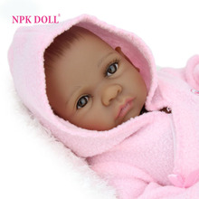 NPKDOLL 25 centímetros preto mini-boneca para as crianças playmate cheia boneca de silicone bebê para o presente 2024 - compre barato