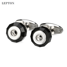 LEPTON Classic Stone Cufflinks Stainless Steel Cuff Links Luxury Gifts For Mens Anniversary Business Wedding Groom CuffLink 2024 - buy cheap