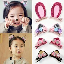 2PCS/lot children baby girls hair accessories clip Kids hairpins barrettes Bow headwear flower cat ears hairpin 2024 - buy cheap