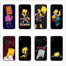 Силиконовый чехол для телефона Homer J.Simpson, черный чехол для iPhone 6 6s 7 8 Plus 11 pro X XR XS Max 5S 5, мягкий чехол с забавным рисунком Барта Симпсона 2024 - купить недорого