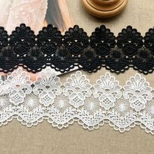 5 100yard/Lot 8.5 cm de largura branco preto bordado solúvel em água poliéster lace DIY guarnição do laço acessórios de vestuário rendas tecido 2024 - compre barato