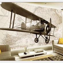 Beibehang papel de parede personalizado sala de estar quarto papel de parede mural pintados à mão retro avião tv fundo decoração da 2024 - compre barato