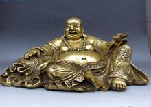 Escultura de estatua de Buda, estatua China de budismo, latón, cobre, Yuan Bao, riqueza, Maitreya, 6" 2024 - compra barato