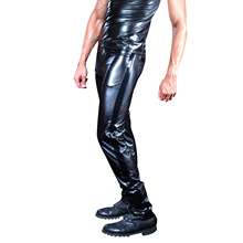 Pantalones de cuero de alta elasticidad para hombre, calzas ajustadas de piel sintética para motocicleta, moda de primavera y verano, 2018 2024 - compra barato