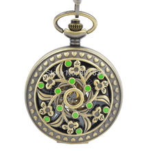H259 зеленый чехол с клеем, мужские часы с гравировкой скелета, Механические карманные часы с цепочкой, хороший подарок, часы для мужчин 2024 - купить недорого